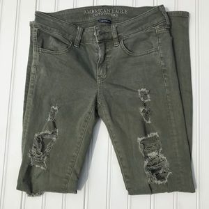 American Eagle Green Ripped Jeans